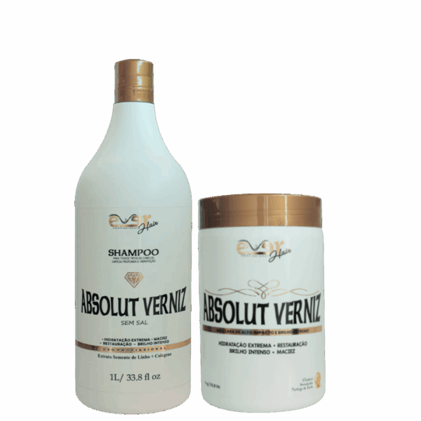 Kit Profissional Máscara(1Kg)/Shampoo(1L) Absolut Verniz Ever Hair